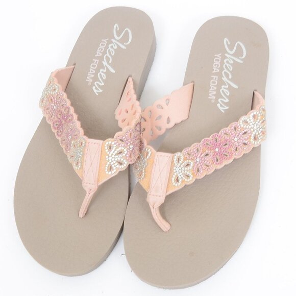 Skechers Cali Women's Meditation Flower Flip Flops Yoga Foam® Footbed Size 8 - Picture 9 of 10